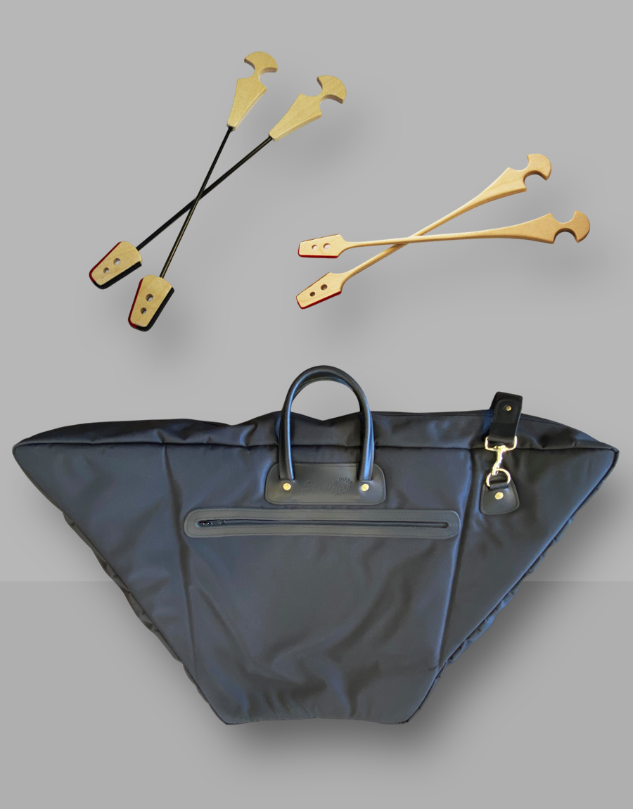 hier sehen sie Hackbrettschlägel von Petutschnigg und eine Hackbretttasche